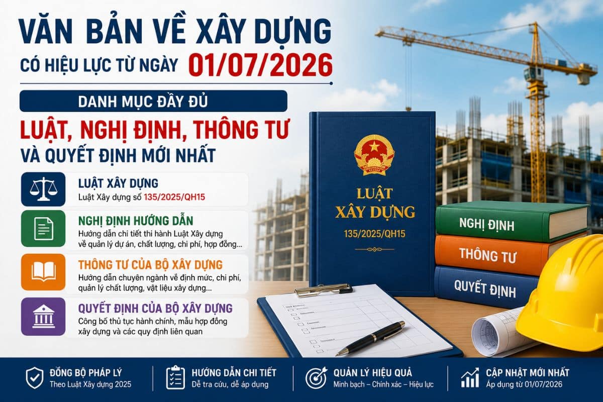 Văn bản về xây dựng có hiệu lực từ ngày 01/07/2026: