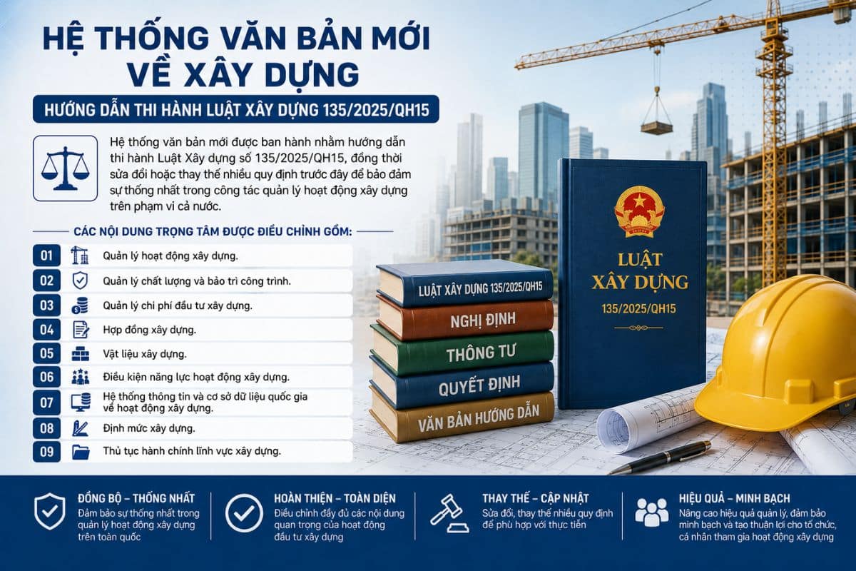 Tổng quan hệ thống văn bản về xây dựng có hiệu lực từ ngày 01/07/2026