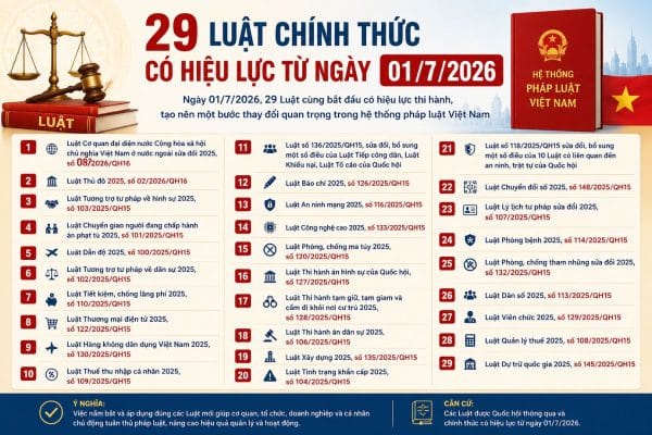 29 Luật có hiệu lực từ ngày 01/7/2026: