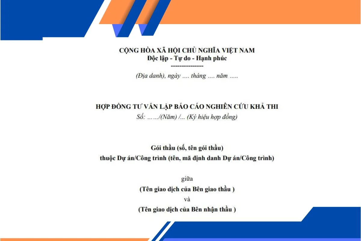 Mẫu hợp đồng tư vấn lập báo cáo nghiên cứu khả thi xây dựng mới nhất