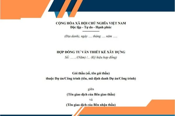 Mẫu hợp đồng tư vấn thiết kế xây dựng