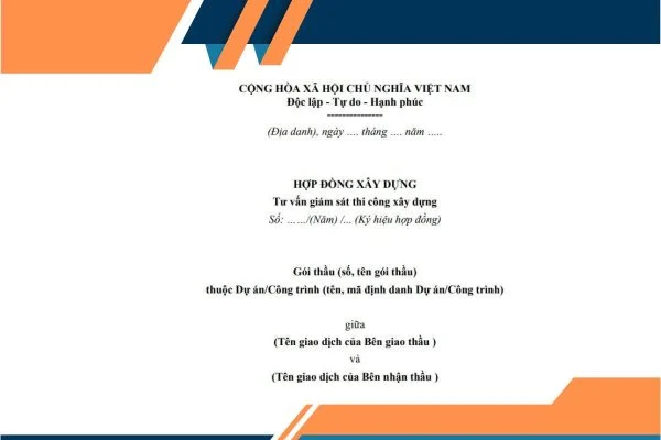 Mẫu hợp đồng tư vấn giám sát thi công xây dựng