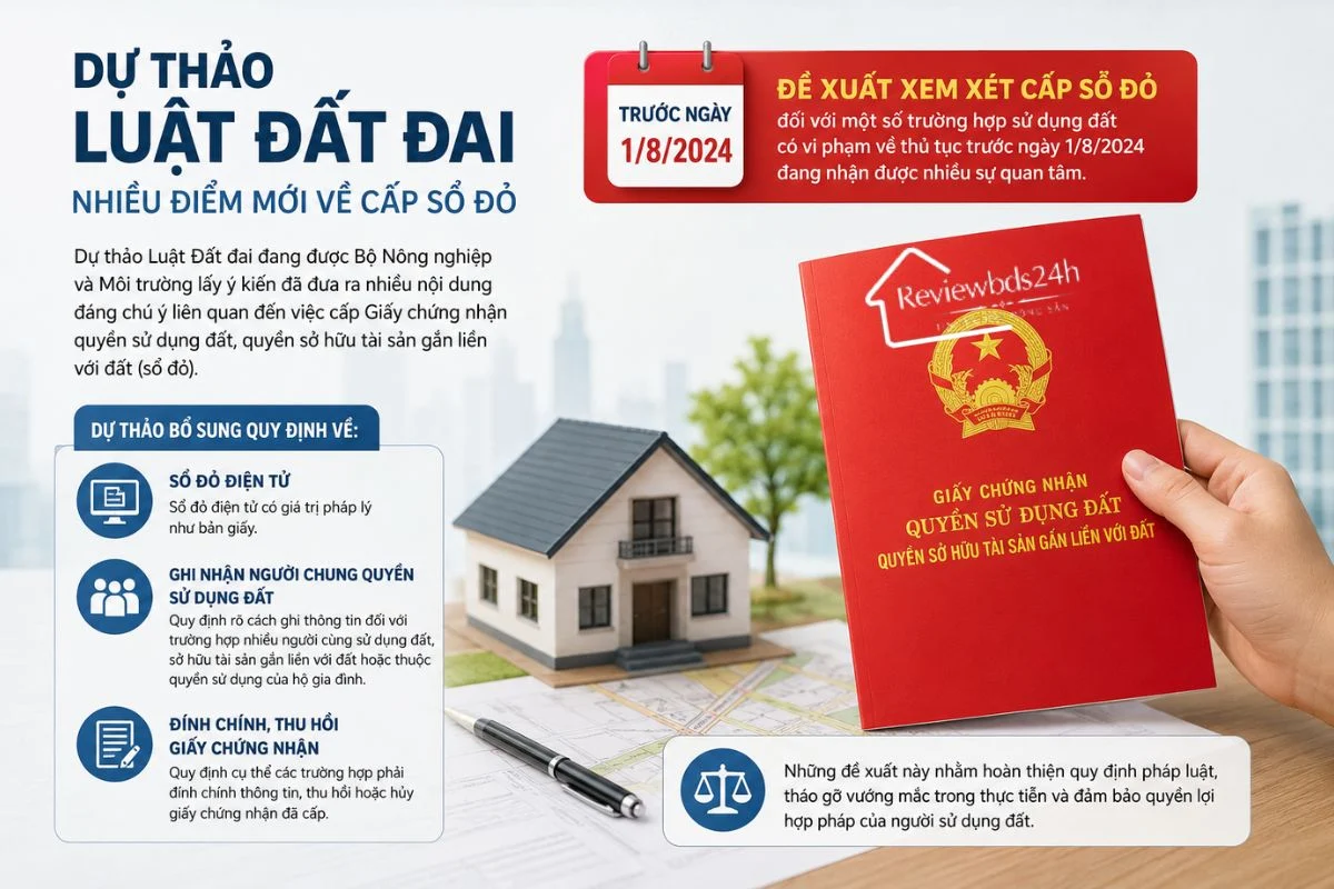 Đề xuất mới về cấp sổ đỏ: Đất vi phạm thủ tục trước ngày 1/8/2024 có thể được xem xét cấp Giấy chứng nhận