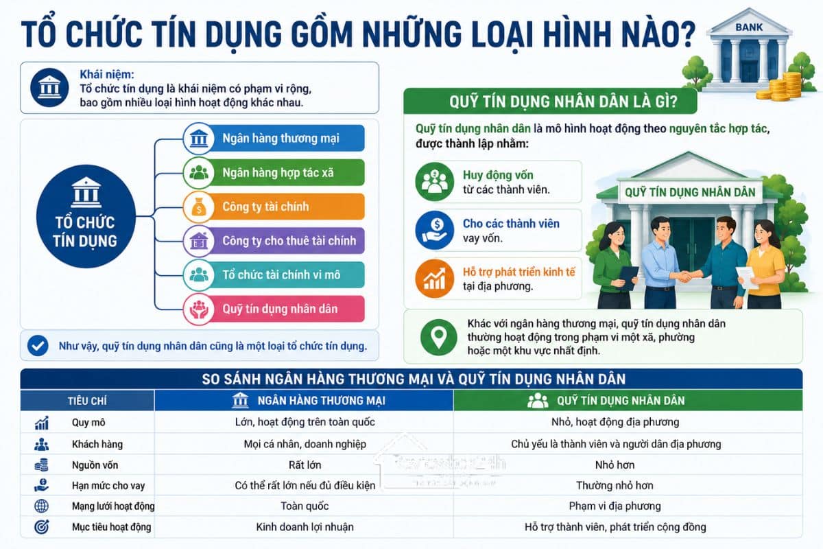 Tổ chức tín dụng gồm những loại hình nào?