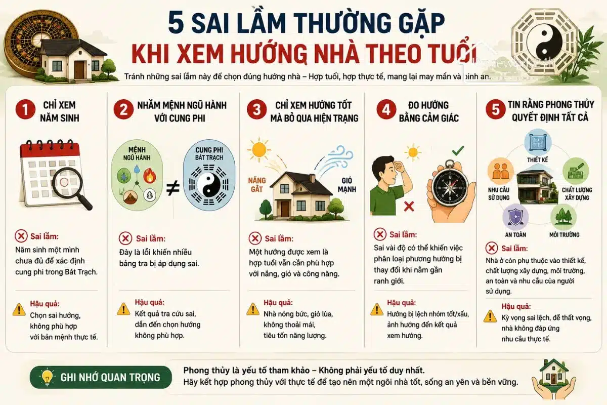 5 sai lầm thường gặp khi xem hướng nhà theo tuổi